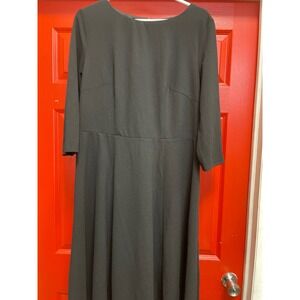 Dresstells Black Fit and Flare Dress 3/4 Sleeve Boat Neck Plus Size 3XL